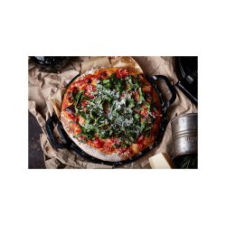 Pizzapande med to h�ndtag, 25cm, Victoria, st�bejern