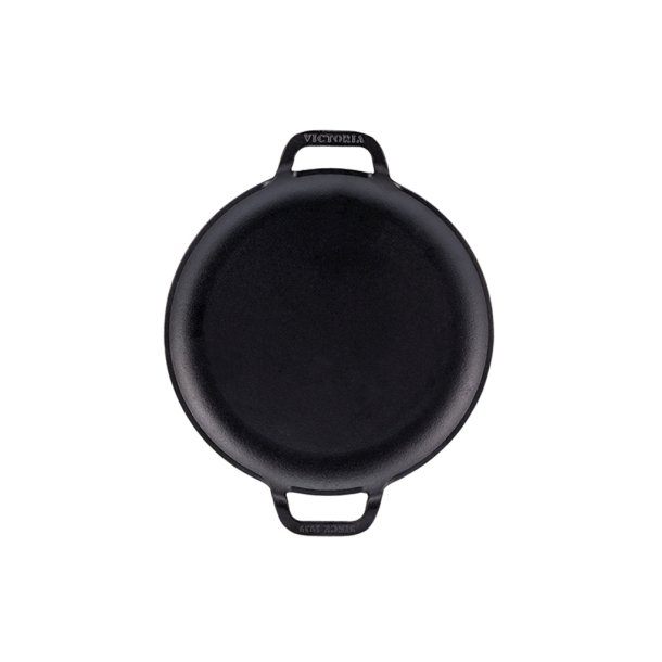 Pizzapande med to h�ndtag, 25cm, Victoria, st�bejern