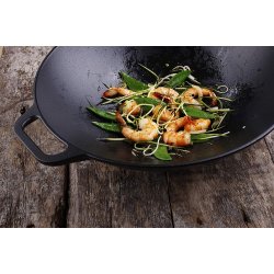 Victoria wokpande i st�bejern 35,50 cm, Emaljeret